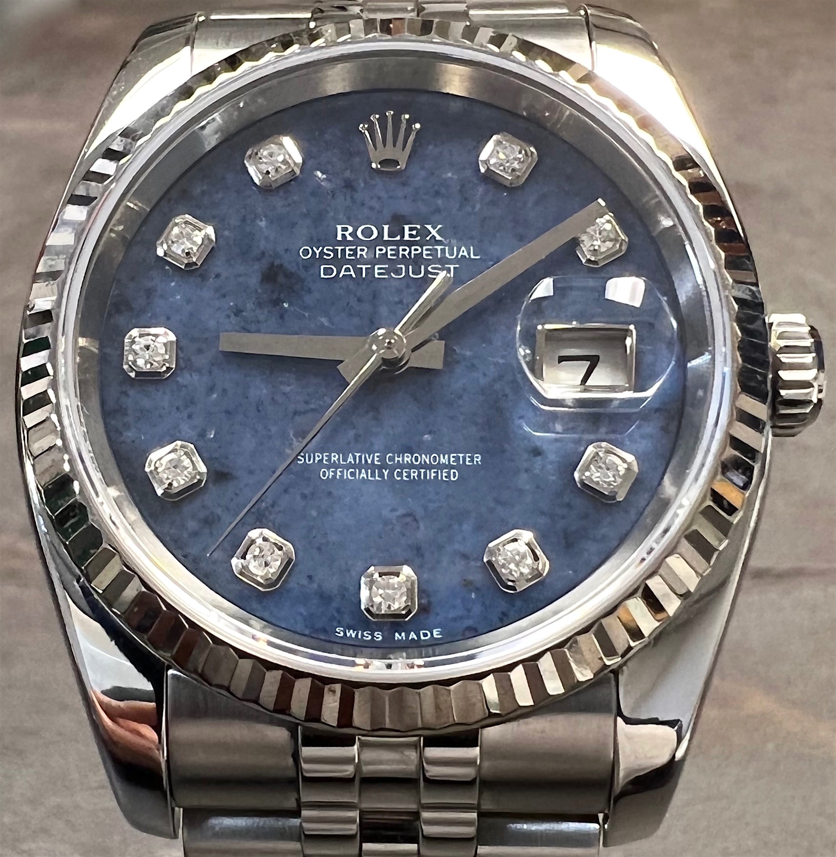Rolex Oyster Perpetual Datejust Stainless Steel/18K Gold with OEM Diam